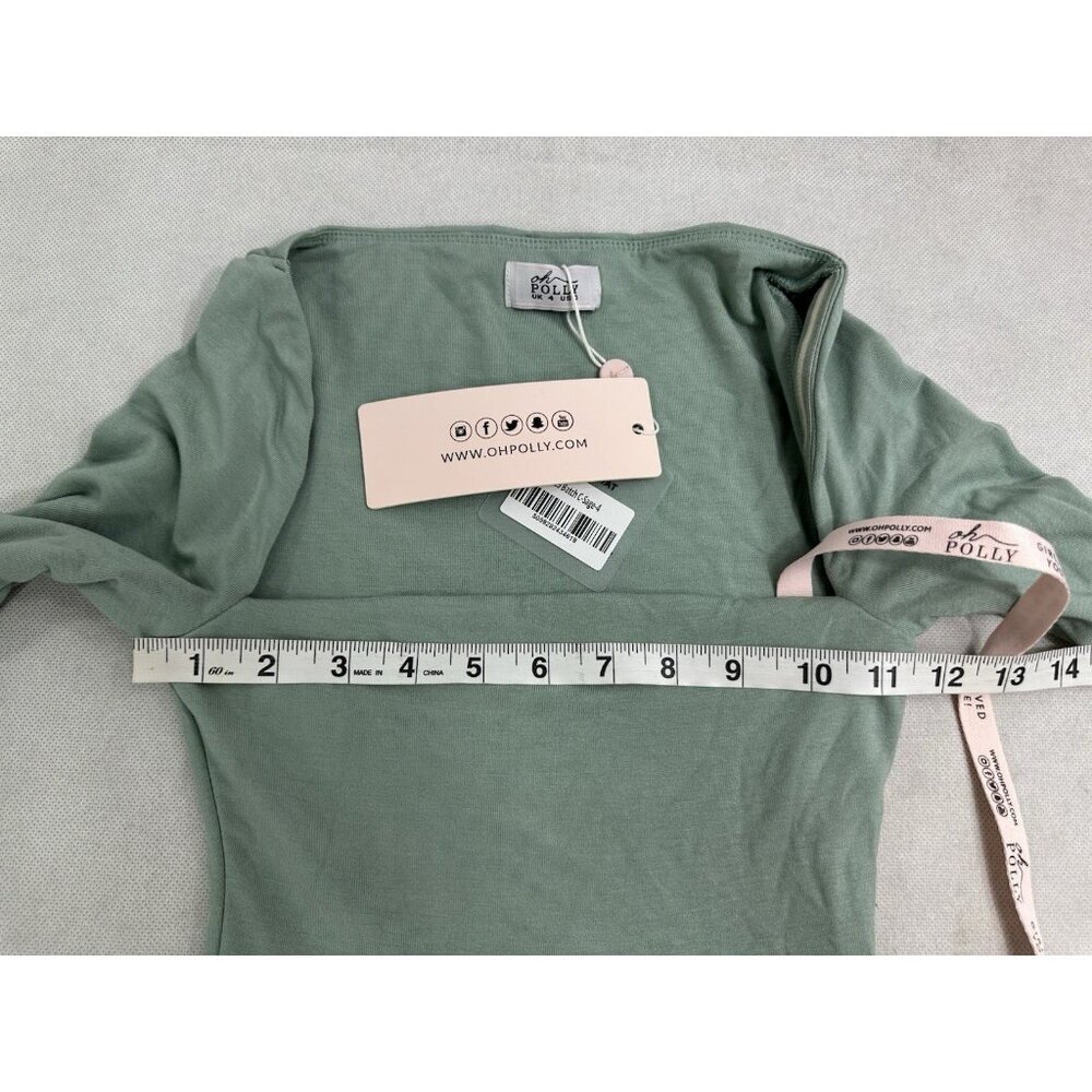 Oh Polly Amryn Long Sleeve A-Line Mini Dress Sage Size US 0 NWT - Picture 11 of 13